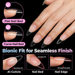 UNA GELLA clear tip edge showing thicker front and slim back for durability