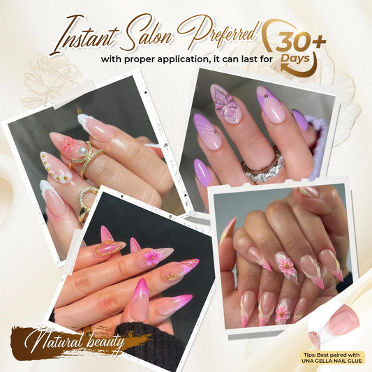 UNA GELLA close-up frosted nail bed texture for easier adhesion