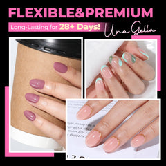 UNA GELLA close-up of soft-gel texture highlighting flexible, crack-resistant benefit