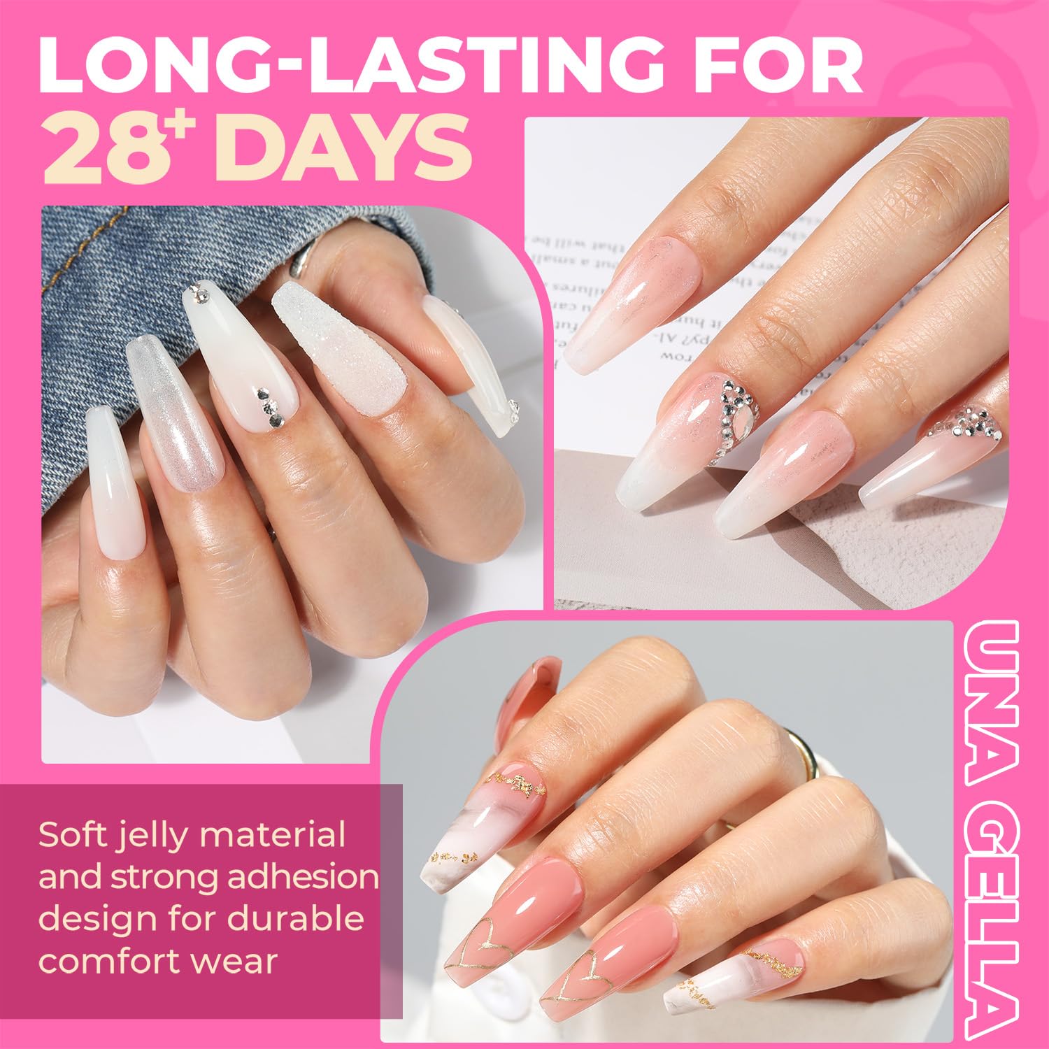 UNA GELLA close-up of clear tip top surface highlighting smooth finish