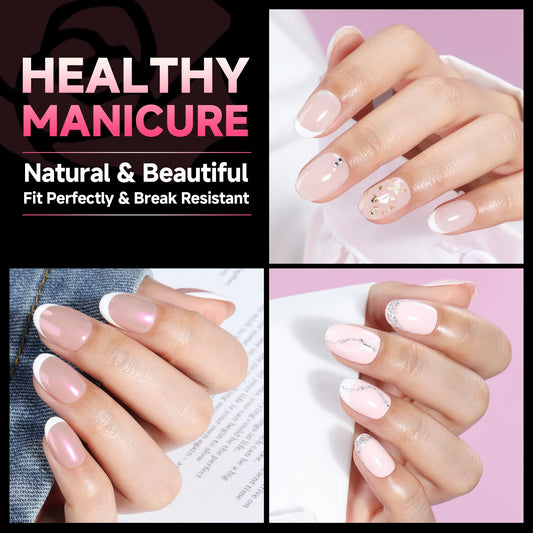 UNA GELLA close-up of the thin back curve improving fit and comfort on natural nail