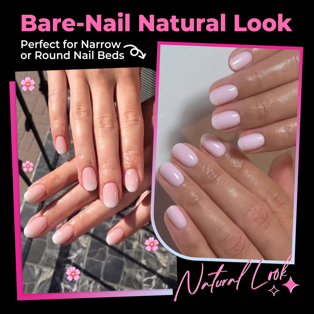 UNA GELLA close-up of oval tip curve highlighting natural look and smooth finish