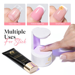 UNA GELLA cured press-on nails showing smooth, non-yellowing finish