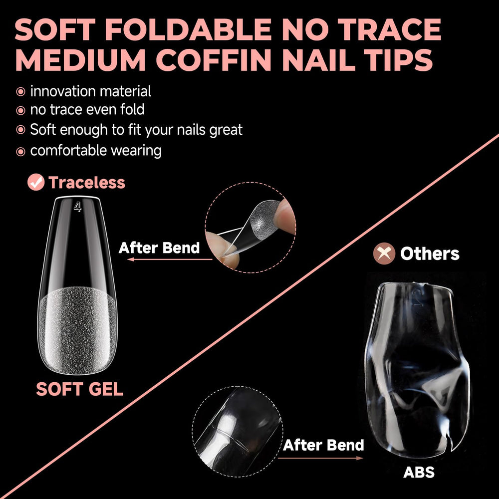 UNA GELLA finished coffin nails with gel polish showcasing customizability