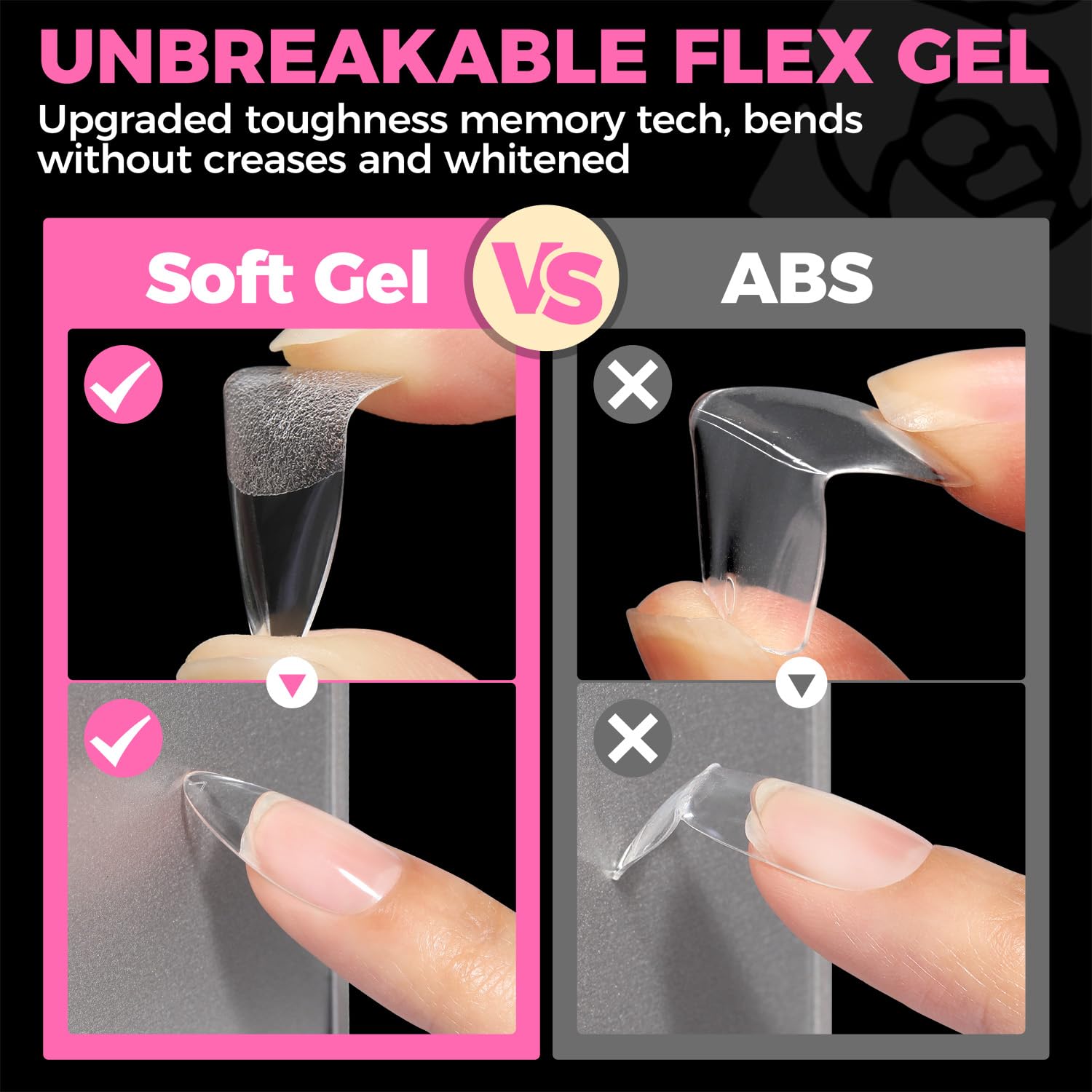 UNA GELLA flexible tip bending to show comfort and reduced lifting