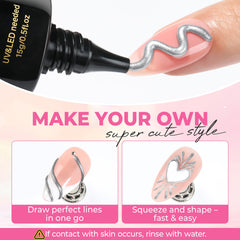UNA GELLA French edge demo on nails showing precise line control benefit