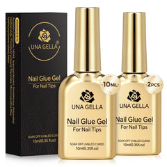 UNA GELLA front bottle showing clear gel and brush applicator benefit precise application