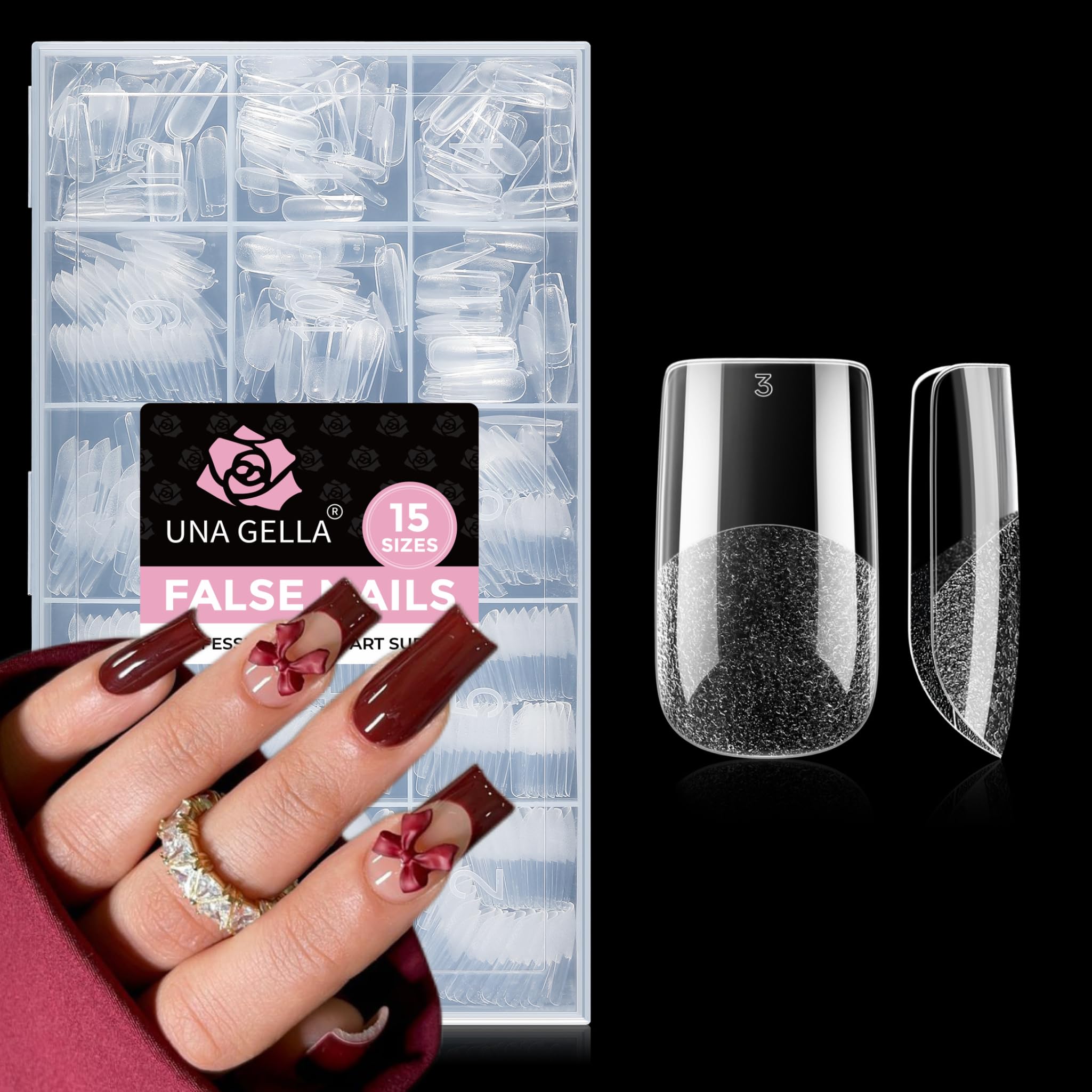 UNA GELLA front box display showing clear tips and quantity benefit