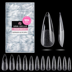UNA GELLA front box view showing full 504-piece kit and neat storage benefit