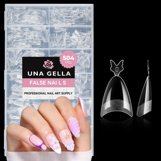 UNA GELLA front display of 504 almond gel tips for fast salon-style results
