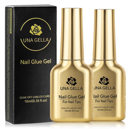 UNA GELLA front packaging 10ml showing bottle and cap, clear branding and compact size benefit