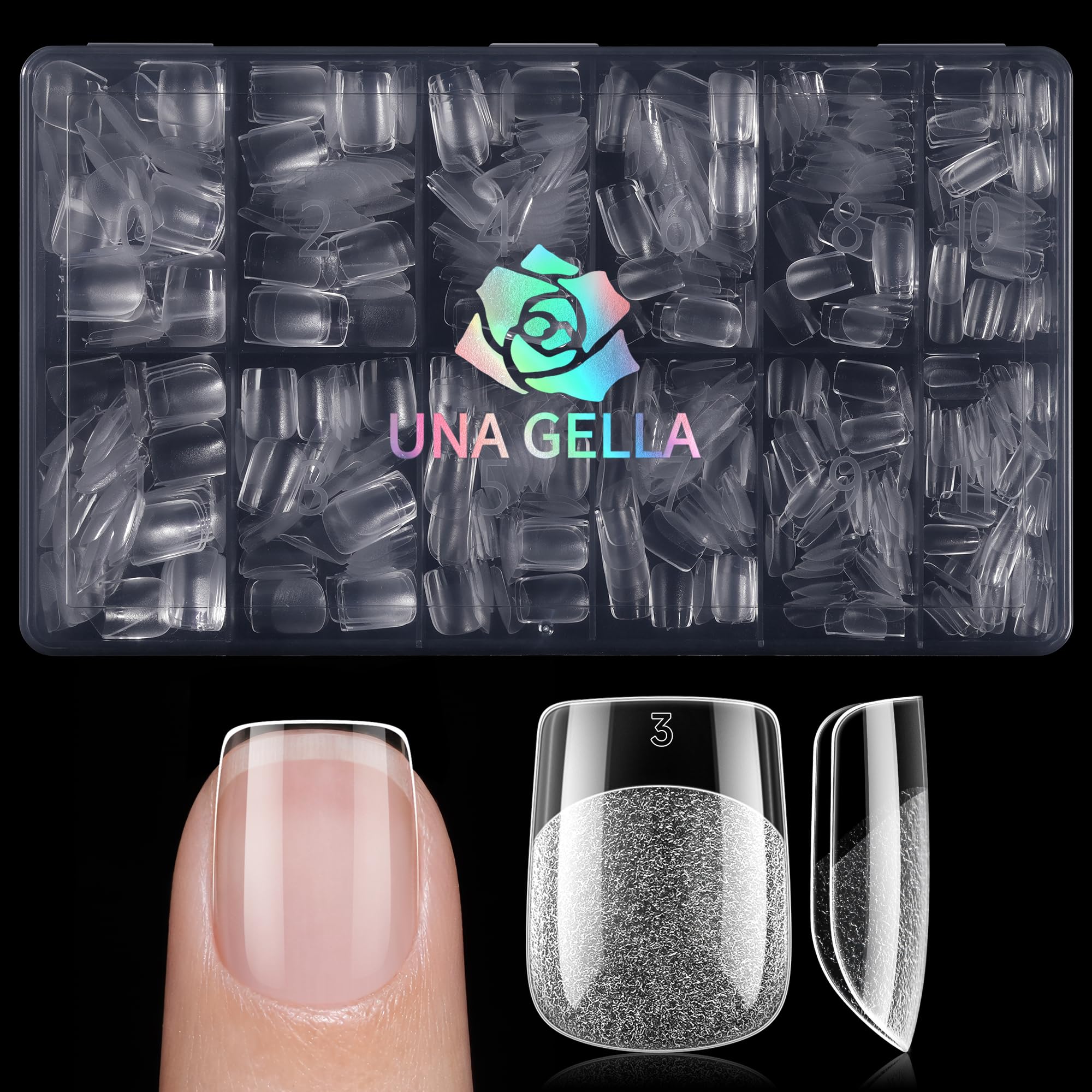 UNA GELLA front packaging showing 600pcs and 12 sizes, ideal bulk value