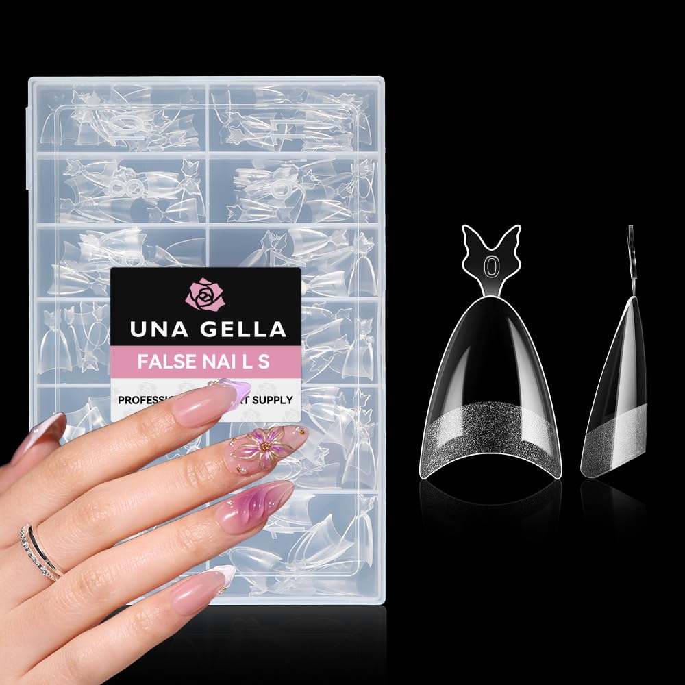 UNA GELLA front packaging showing 216 almond gel tips and convenience
