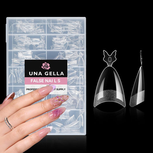 UNA GELLA front packaging showing 216 almond gel tips and convenience