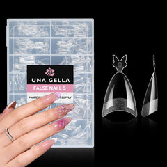 UNA GELLA front packaging showing 216 almond gel tips and convenience