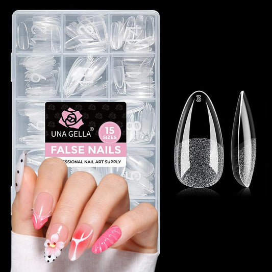 UNA GELLA front packaging showing almond tips and quantity benefit