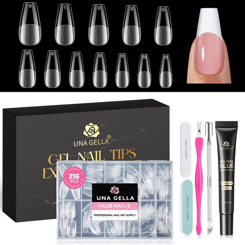 UNA GELLA front packaging of coffin nail kit showing contents and convenience