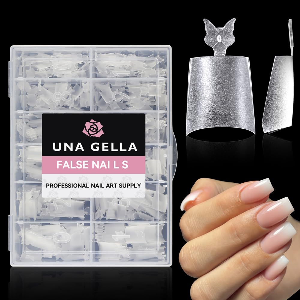 UNA GELLA front packaging displaying 504-piece short coffin kit for fast manicures