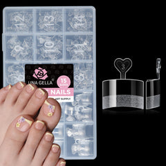 UNA GELLA front packaging showing full 240-piece toe tips set and benefits