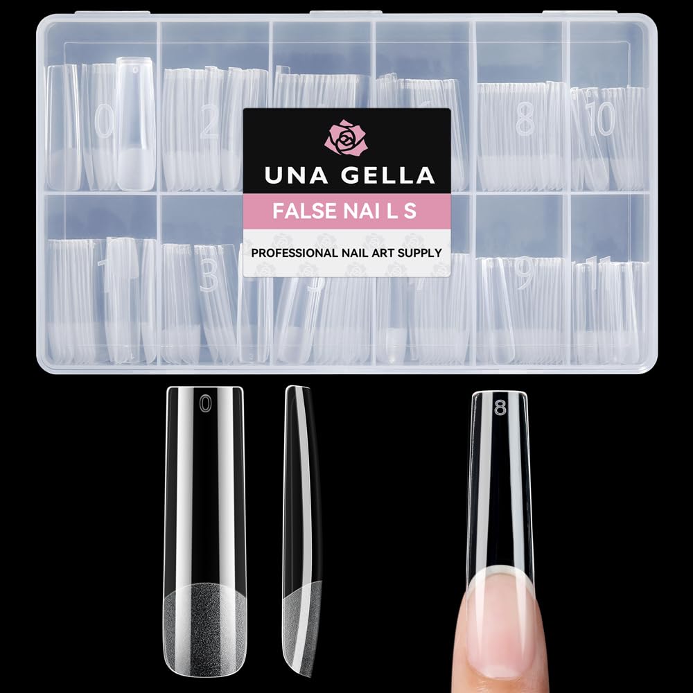UNA GELLA front packaging showing 216-piece square tips and convenience