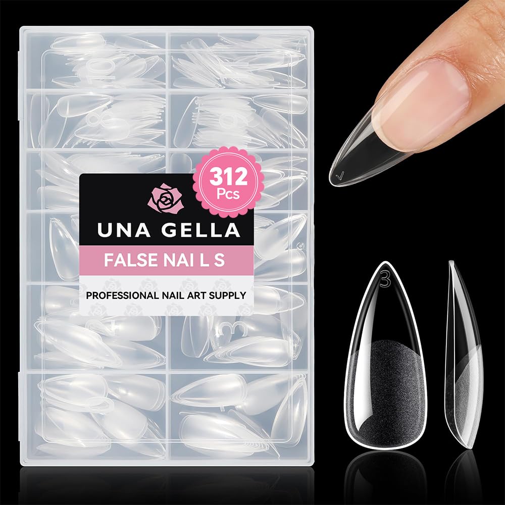 UNA GELLA front packaging showing all 312 tips and 12 sizes for easy selection