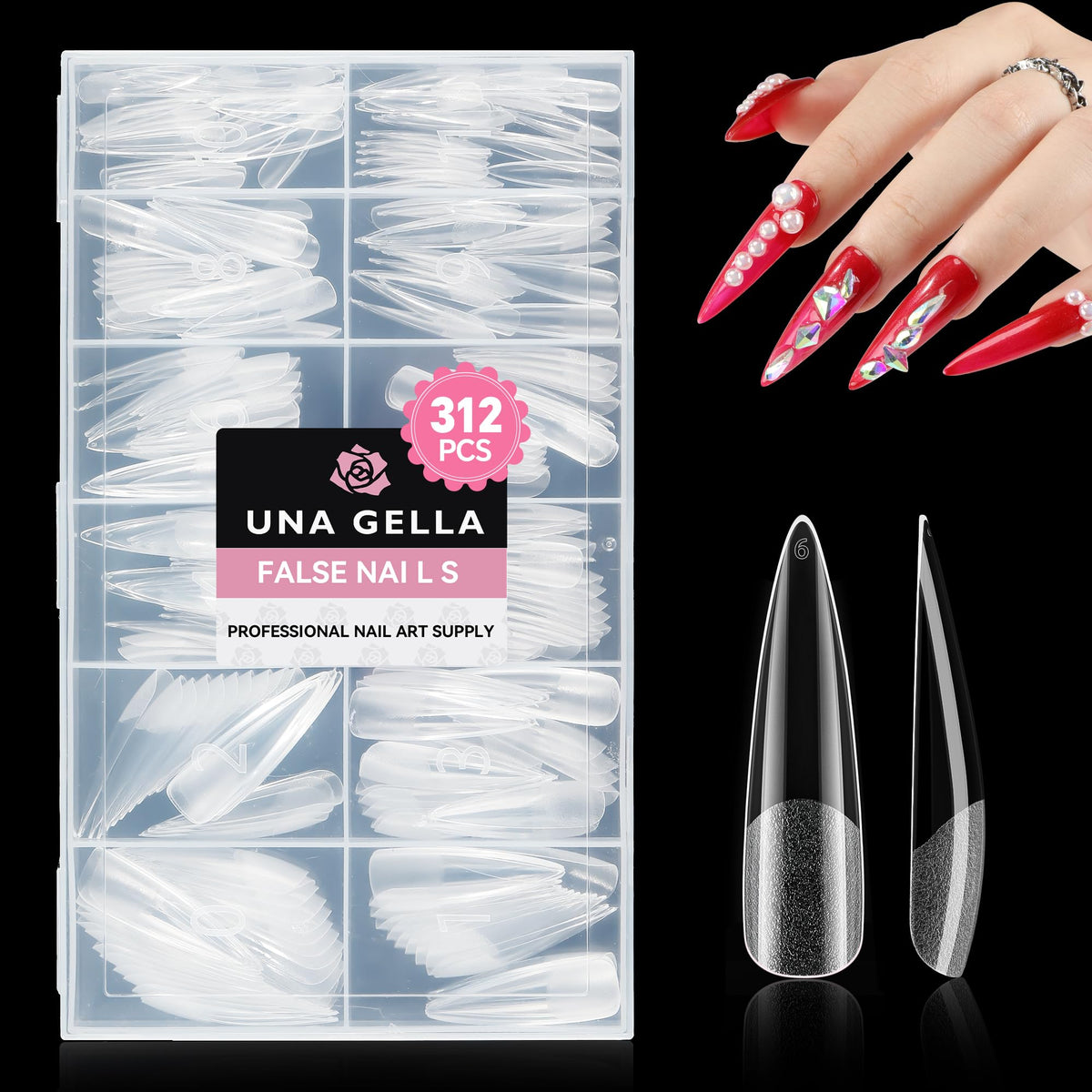 UNA GELLA front packaging showing 312pcs set for salon-ready convenience