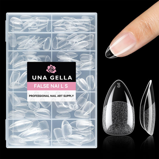 UNA GELLA front packaging showing 216-piece kit and short almond benefit