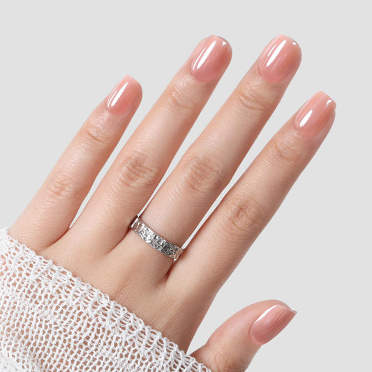 UNA GELLA front packaging showing kit contents and nude chrome nails benefit quick setup