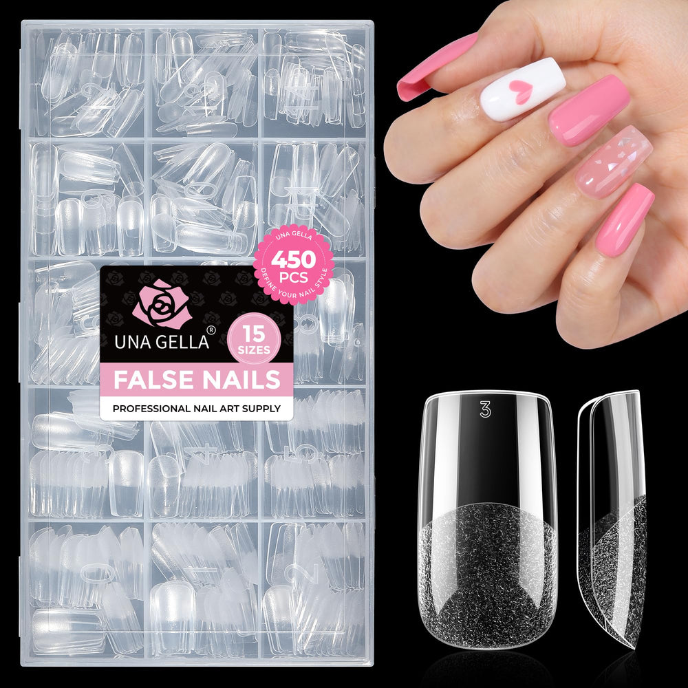 UNA GELLA front packaging showing 450PCS and 15 sizes for easy selection
