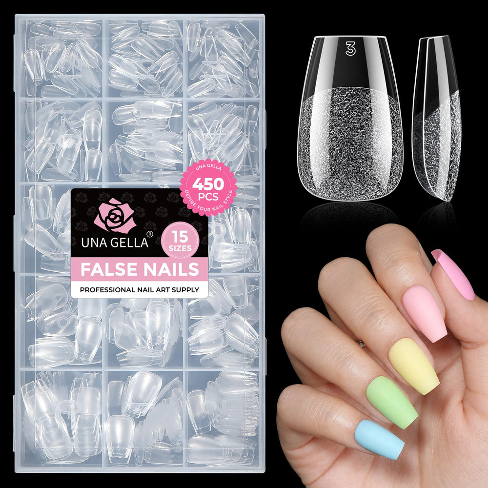 UNA GELLA front packaging showing 450-piece set and brand clarity benefit