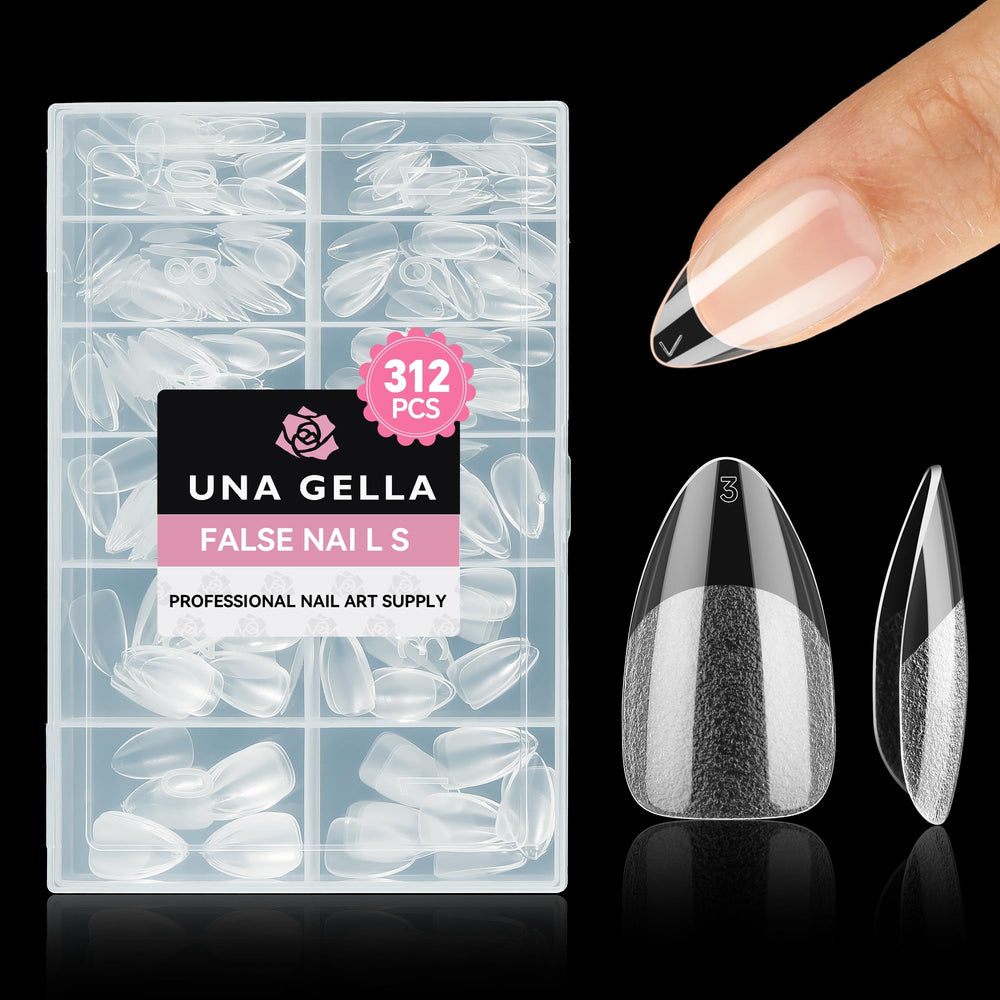 UNA GELLA front packaging showing full 312pcs kit and clear tips for easy selection