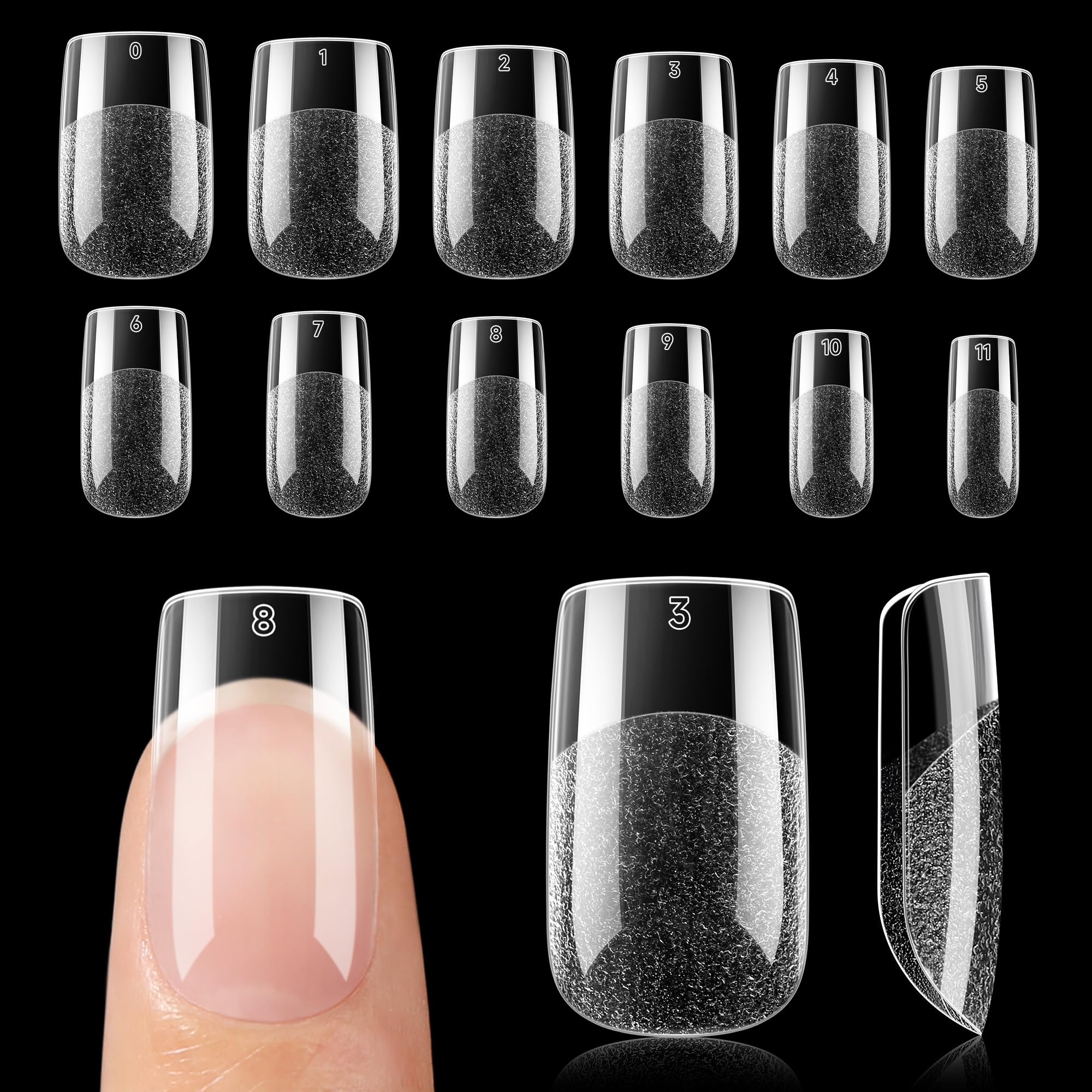 UNA GELLA front packaging showing 120pcs and 12 sizes, clear set benefit