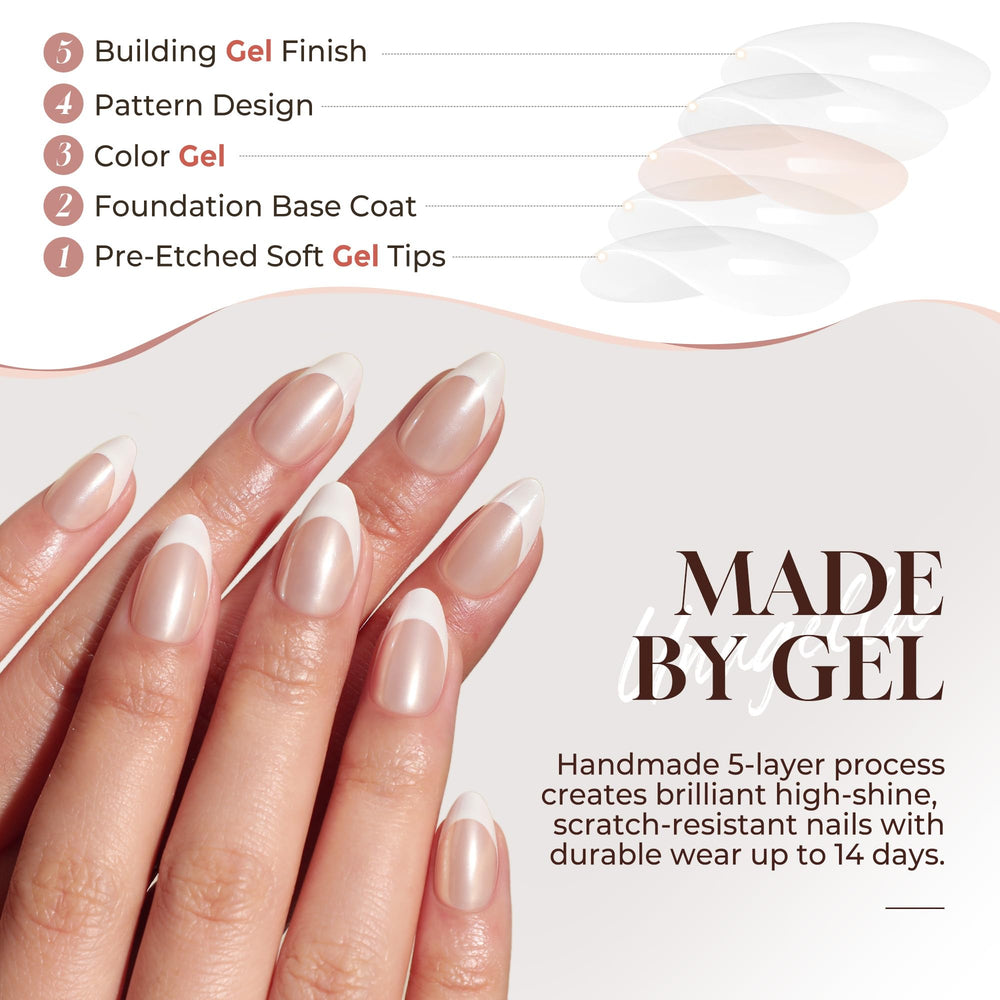 UNA GELLA glossy finish detail showing high-shine gel polish for salon look