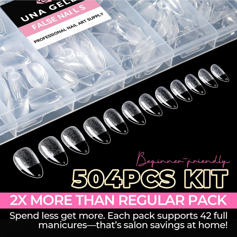 UNA GELLA assorted tips laid out to show the 12-size variety