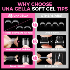 UNA GELLA half-matte inner texture close-up for improved glue adhesion and no-filing prep