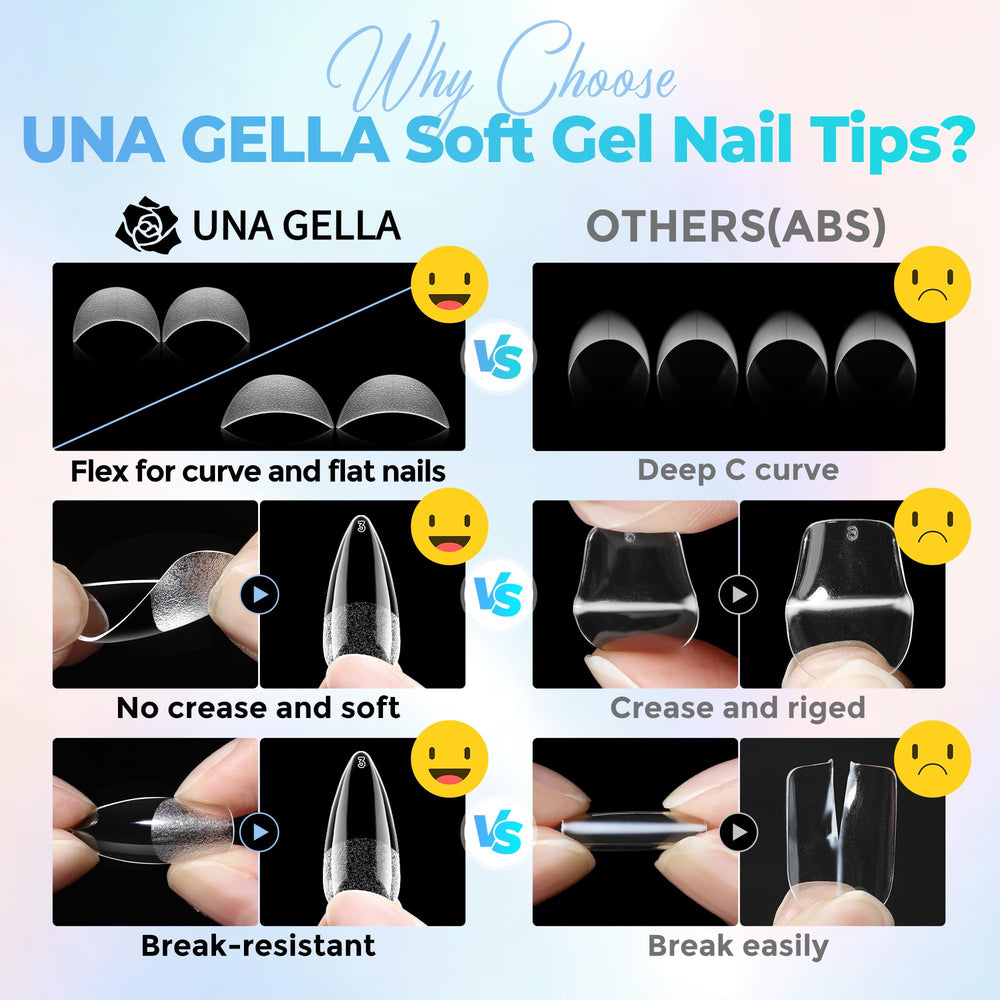 UNA GELLA hand model wearing medium stiletto tips for polished look