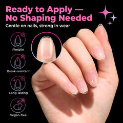 UNA GELLA tips held in hand to show scale and comfortable ultra-short length benefit