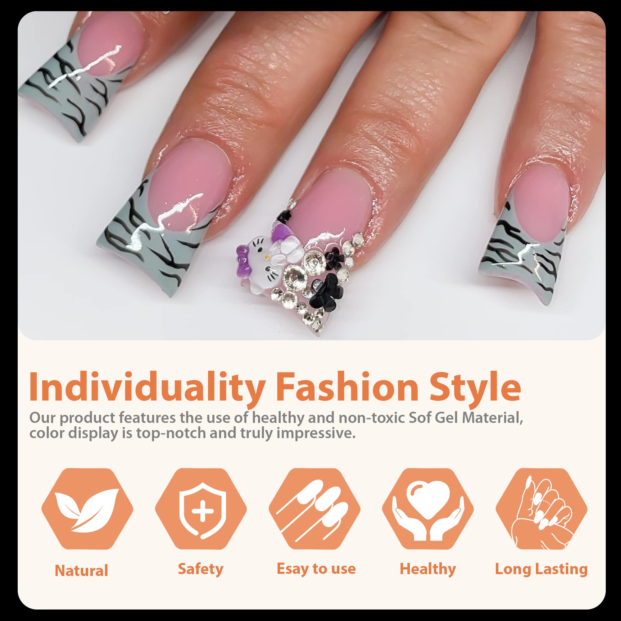 UNA GELLA nails in use during application demonstrating fast adhesion and fit