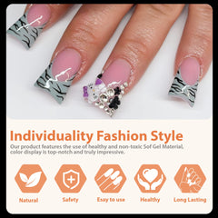 UNA GELLA nails in use during application demonstrating fast adhesion and fit
