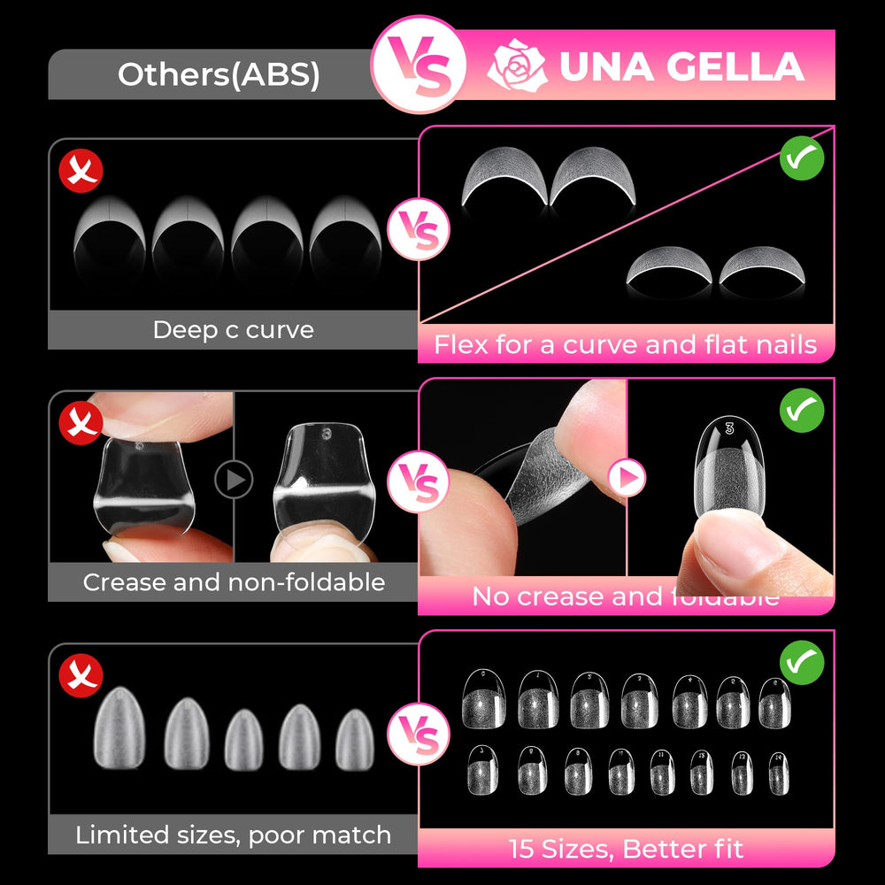 UNA GELLA in-use application with user pressing a tip on for easy salon results