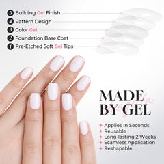 UNA GELLA hand model wearing short square nails for polished look