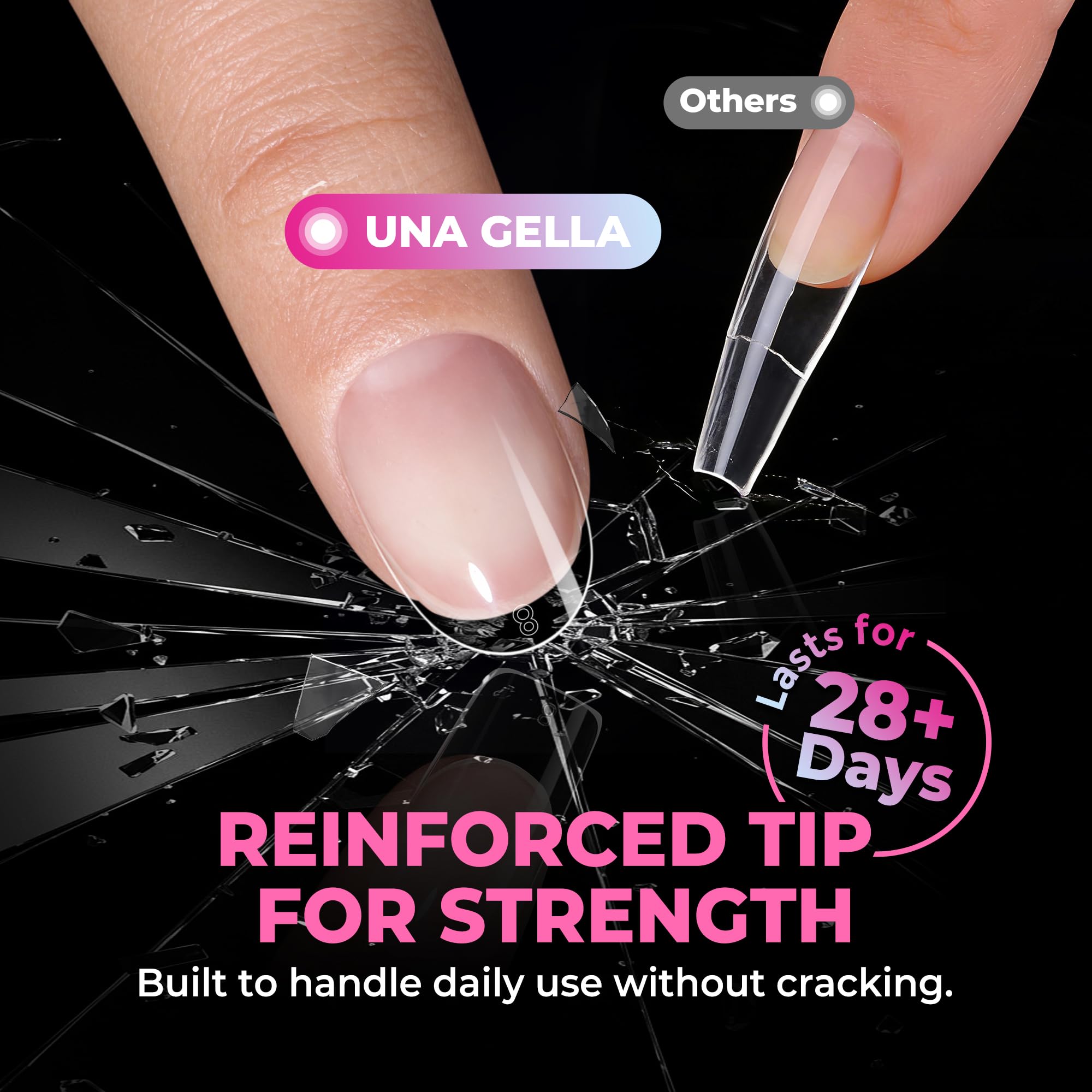 UNA GELLA tips applied in a home salon scene showing easy DIY professional results
