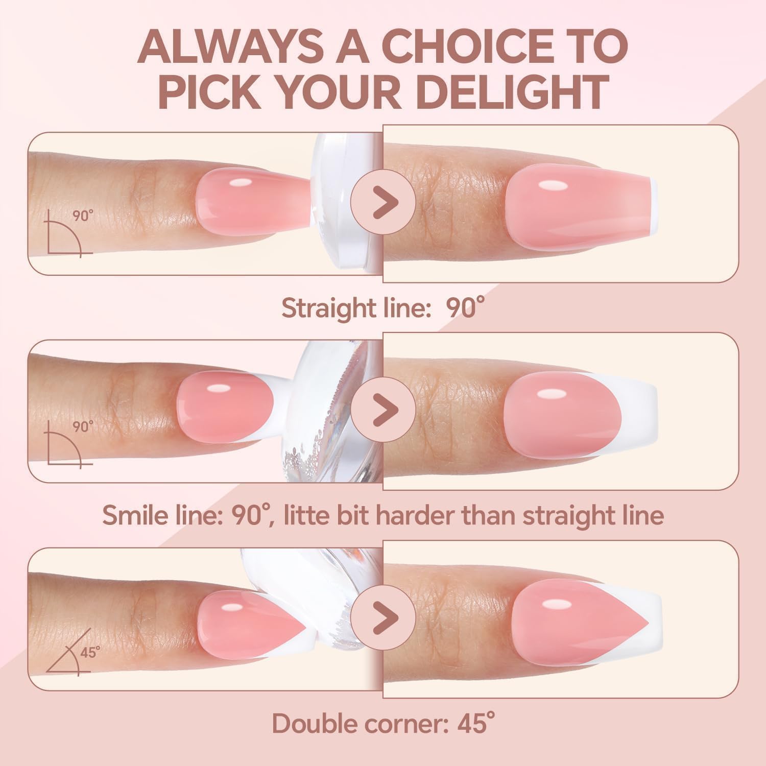 UNA GELLA stamping tool in use on a fingernail for quick salon-style French tips