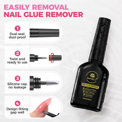 UNA GELLA in use removing press-on nail demonstrating targeted adhesive dissolution