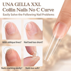 UNA GELLA applied tips in salon showing professional extension results