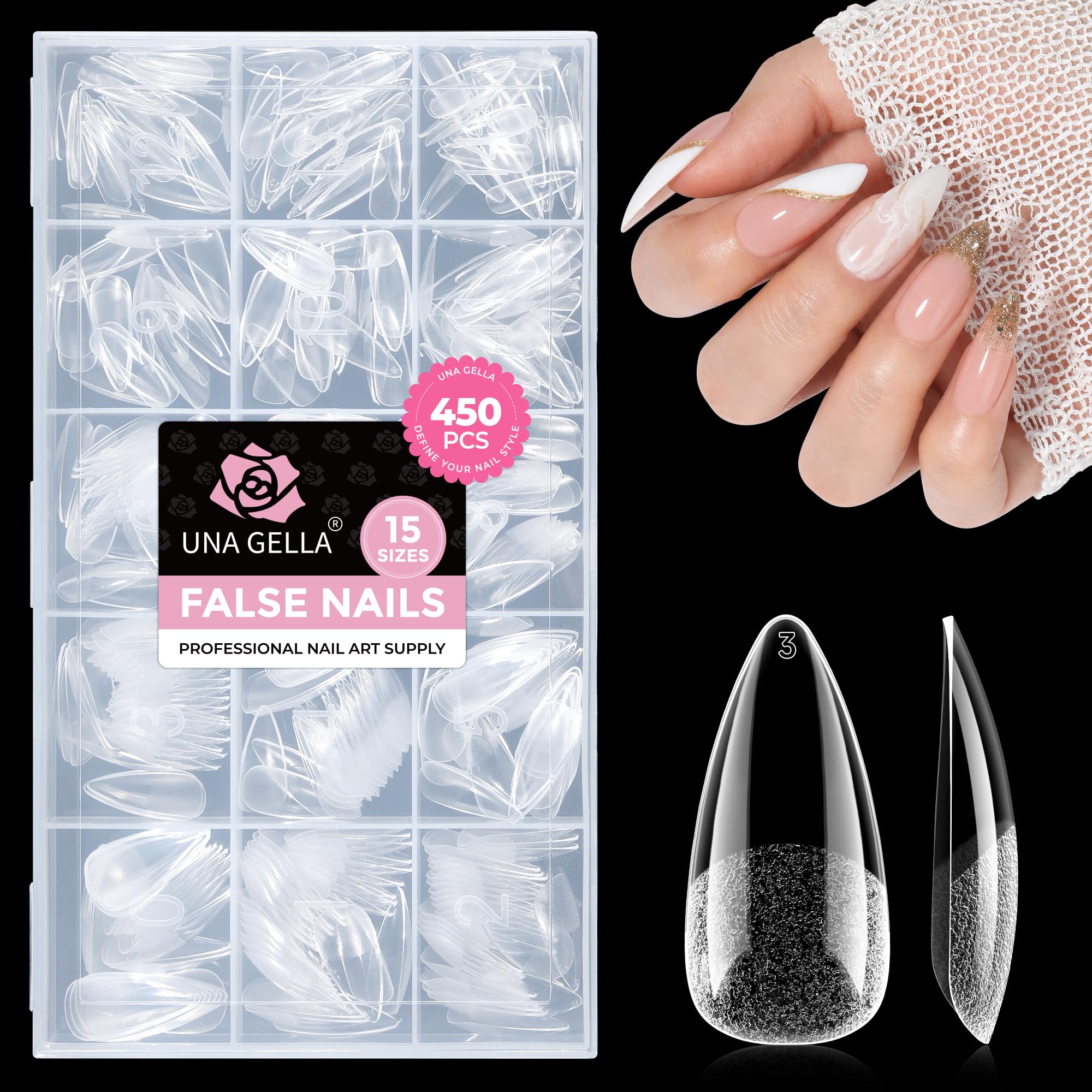 UNA GELLA lifestyle shot at a desk with nails that withstand daily tasks