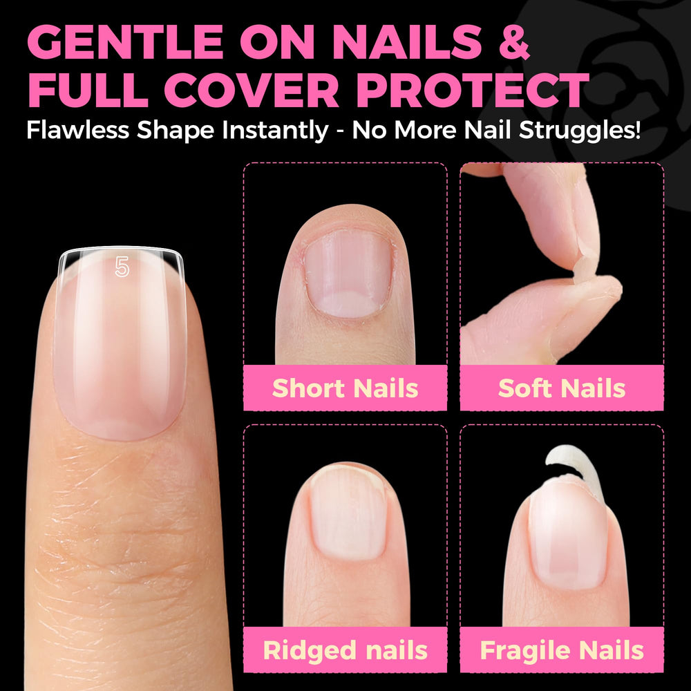 UNA GELLA tip flexibility bend view, soft gel material reduces lifting