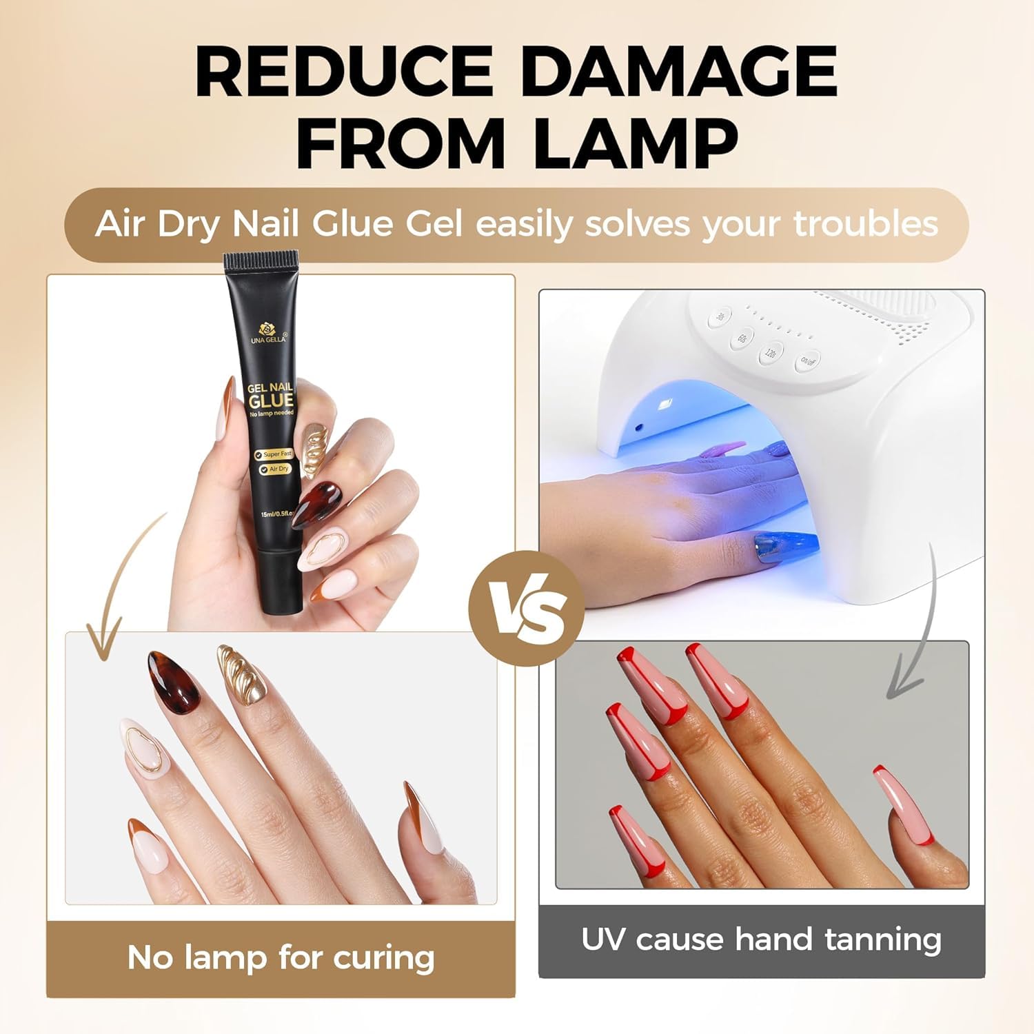 UNA GELLA applying a tip to a natural nail for fast at-home results