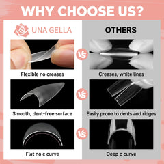 UNA GELLA tip being applied in a press-on step for quick salon results