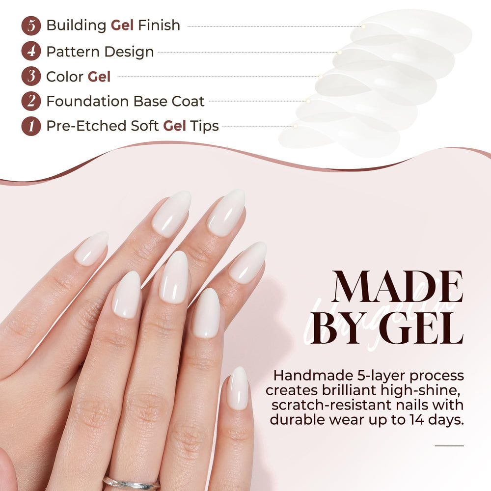 UNA GELLA nail tips array in 16 sizes demonstrating size variety for proper match